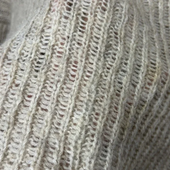 Eileen Fisher Open‎ Knit Mohair Turtleneck Mock Neck Hi Low Oatmeal Sweater Sz L - Picture 12 of 16